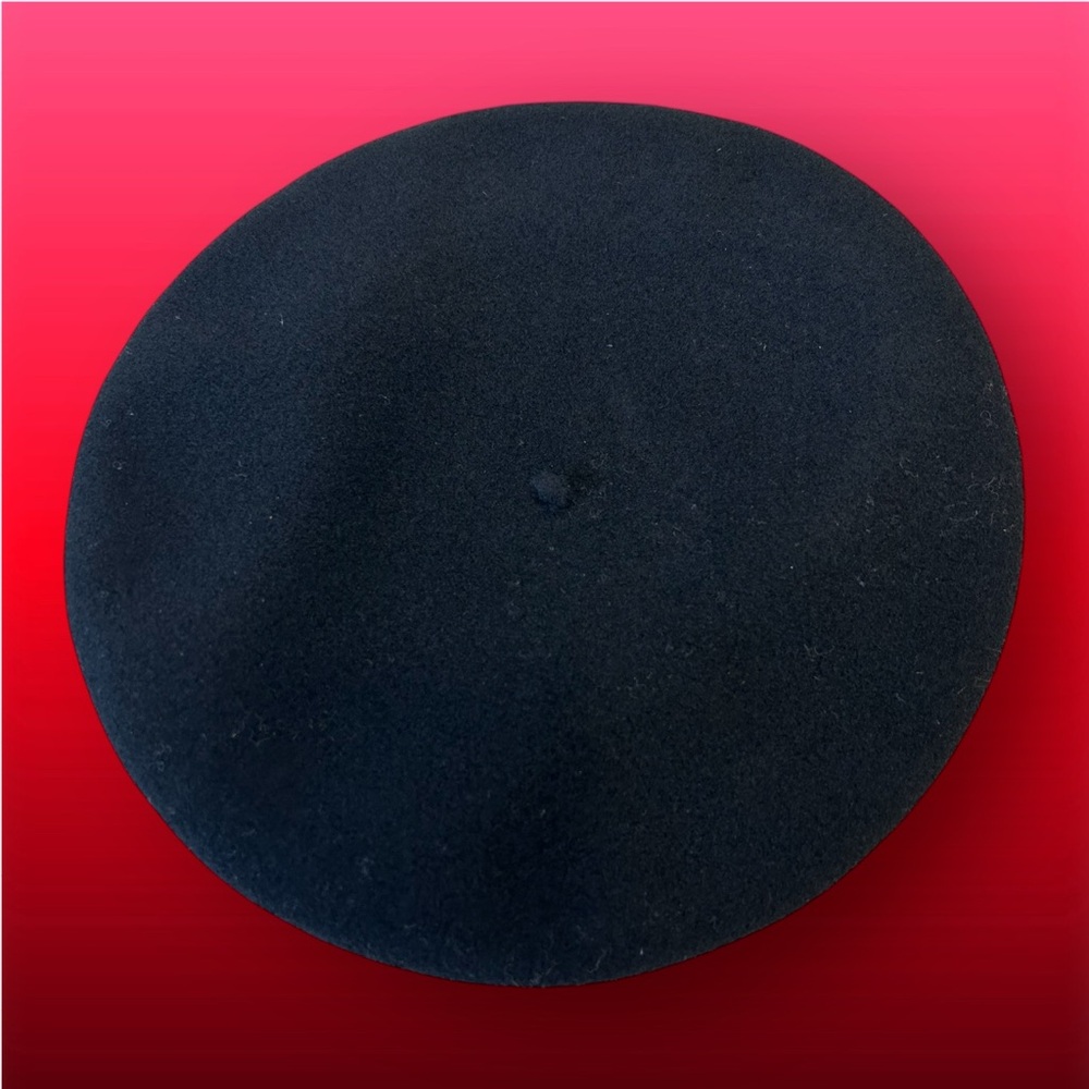 SOLD - Vintage French Beret, Splendid ‘Pure Laine’ Wool Impermeable, Black, Sz S - Picture 4 of 10